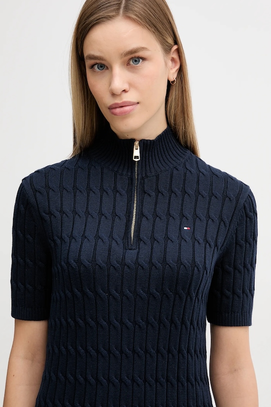 Βαμβακερό φόρεμα Tommy Hilfiger σκούρο μπλε WW0WW48444