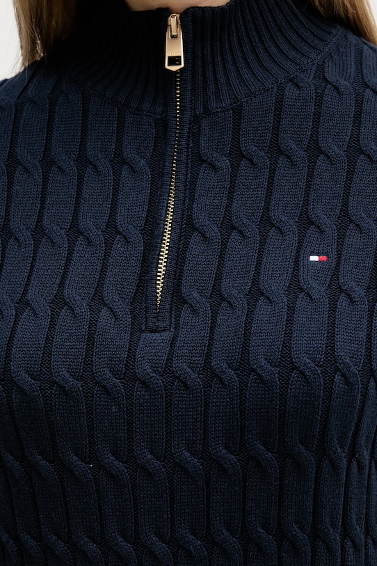 Βαμβακερό φόρεμα Tommy Hilfiger WW0WW48444 σκούρο μπλε