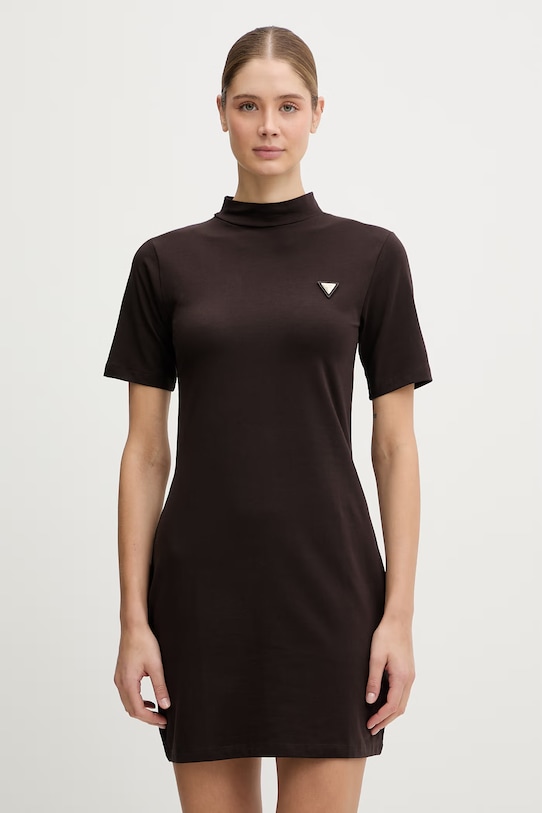 Guess sukienka SONIA z elastanem brązowy V6RK04.J1314