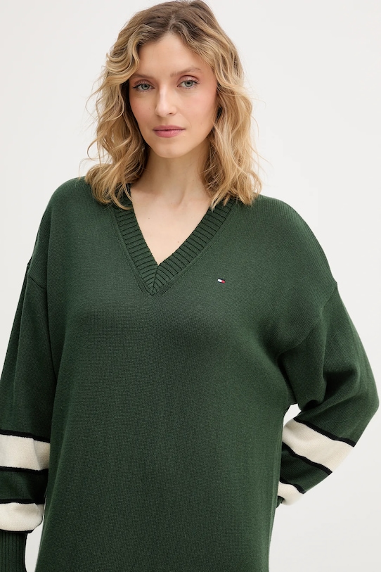 Φόρεμα με κασμίρ Tommy Hilfiger πράσινο WW0WW47664