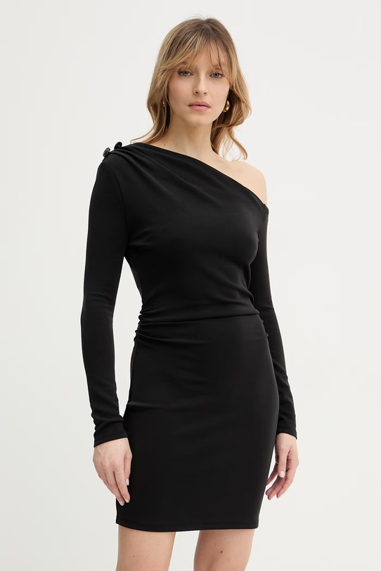 Φόρεμα Guess DESIREE με ελαστάν μαύρο W6RK51.KC842