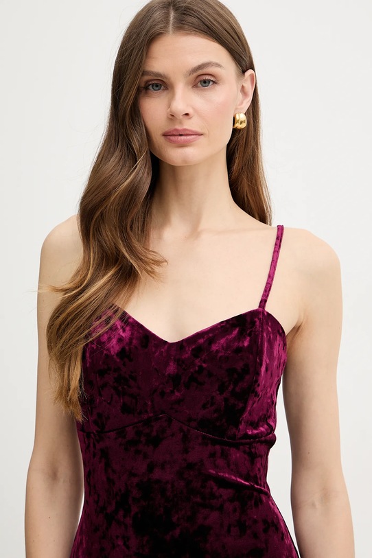 Guess sukienka welurowa bordowy W6PK1L.KJ170