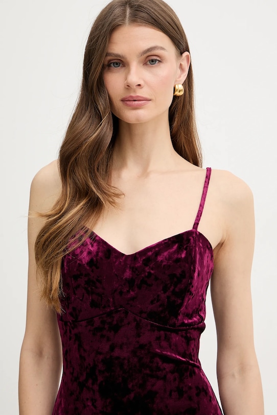 Guess sukienka welurowa bordowy W6PK1L.KJ170