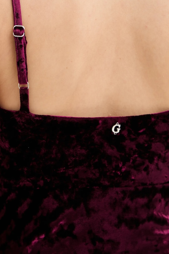 Guess sukienka welurowa W6PK1L.KJ170 bordowy