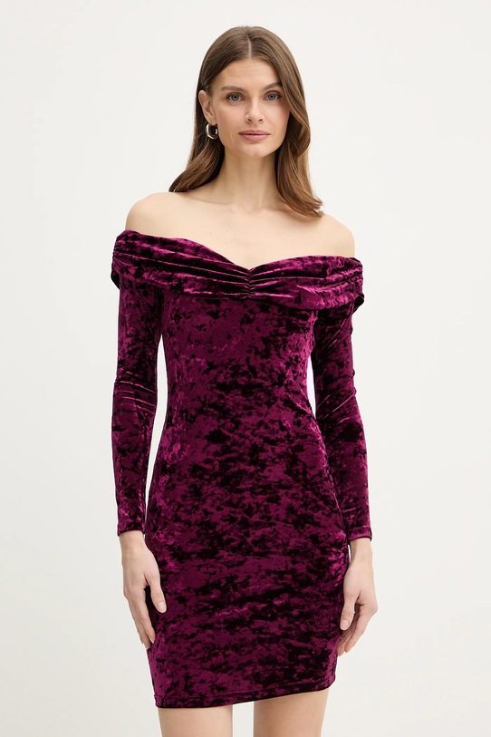 Guess sukienka z elastanem bordowy W6PK1M.KJ170