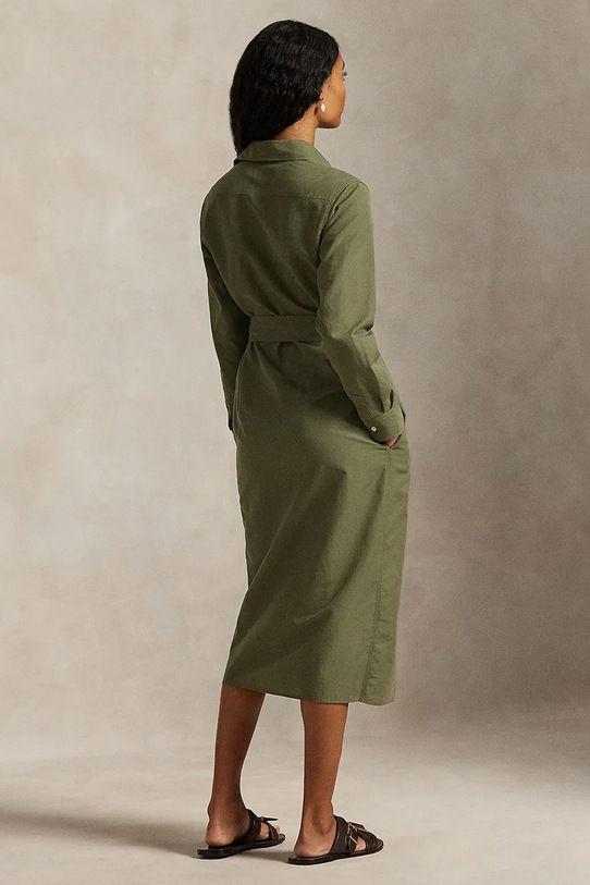 Polo Ralph Lauren sukienka z dodatkiem lnu 211A96346 zielony SS26