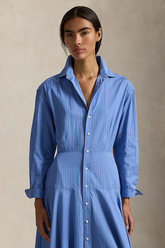 Odzież Polo Ralph Lauren sukienka bawełniana 211A96356 niebieski