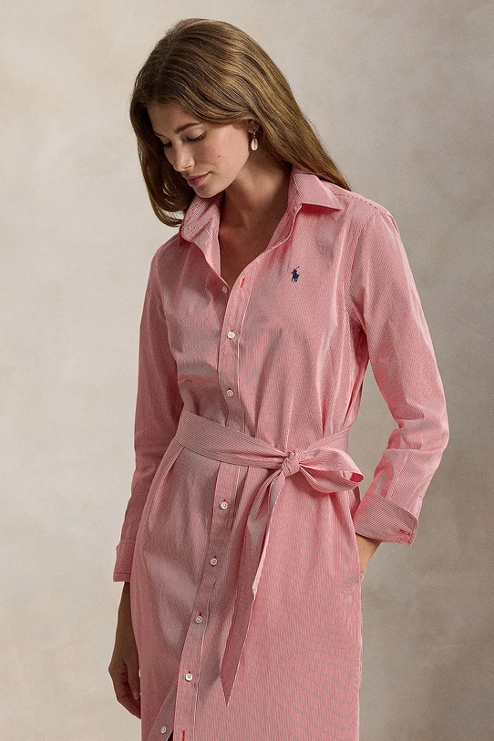 Odzież Polo Ralph Lauren sukienka bawełniana 211A96362 różowy