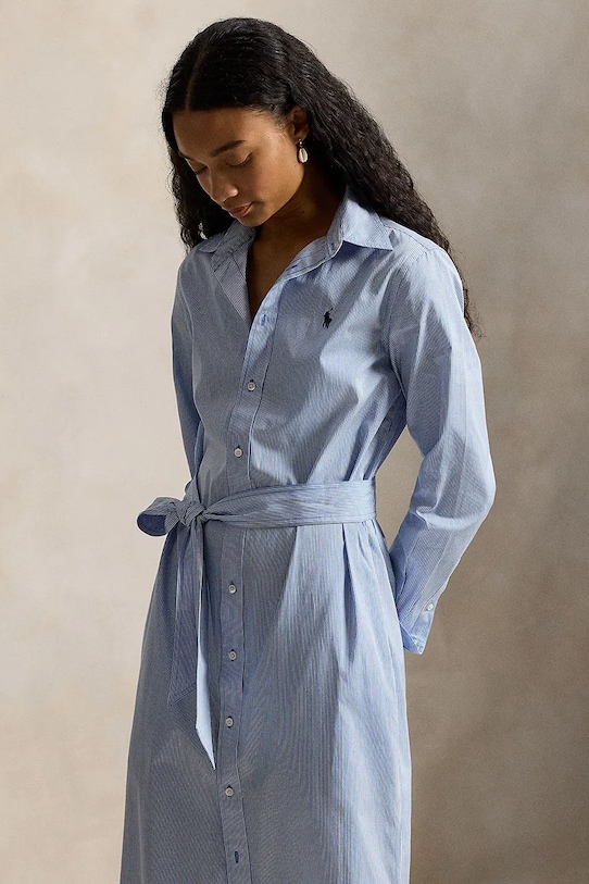 Odzież Polo Ralph Lauren sukienka bawełniana 211A96362 niebieski