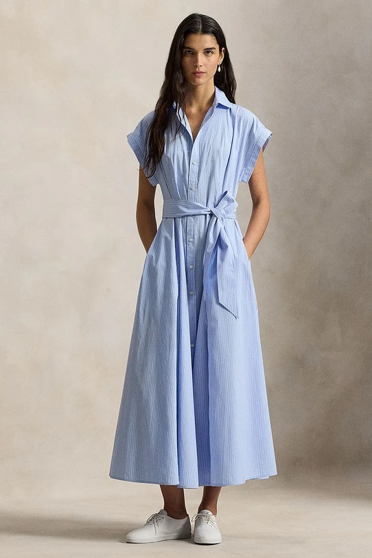 Polo Ralph Lauren sukienka bawełniana bawełna niebieski 211A96363