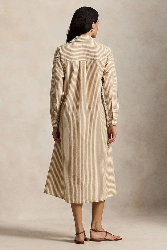 Polo Ralph Lauren sukienka z domieszką lnu 211A96364 brązowy SS26