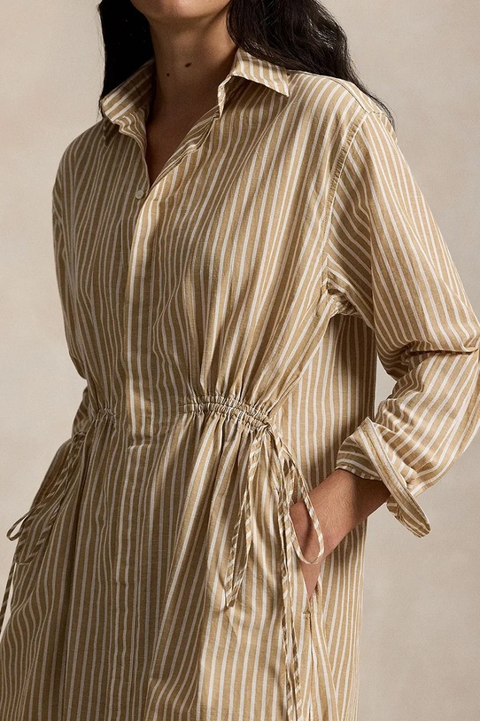 Polo Ralph Lauren sukienka z domieszką lnu brązowy 211A96364