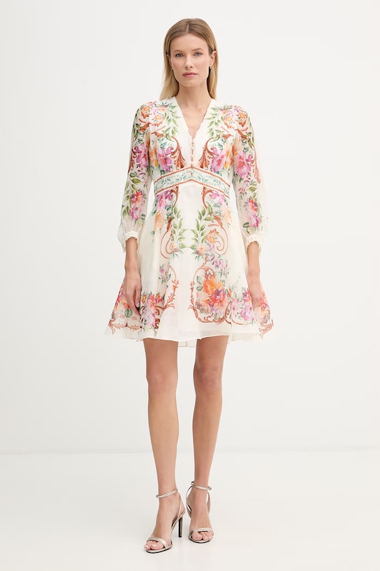 Šaty s prímesou hodvábu Hale BOB Frida 5YDG614A béžová SS26