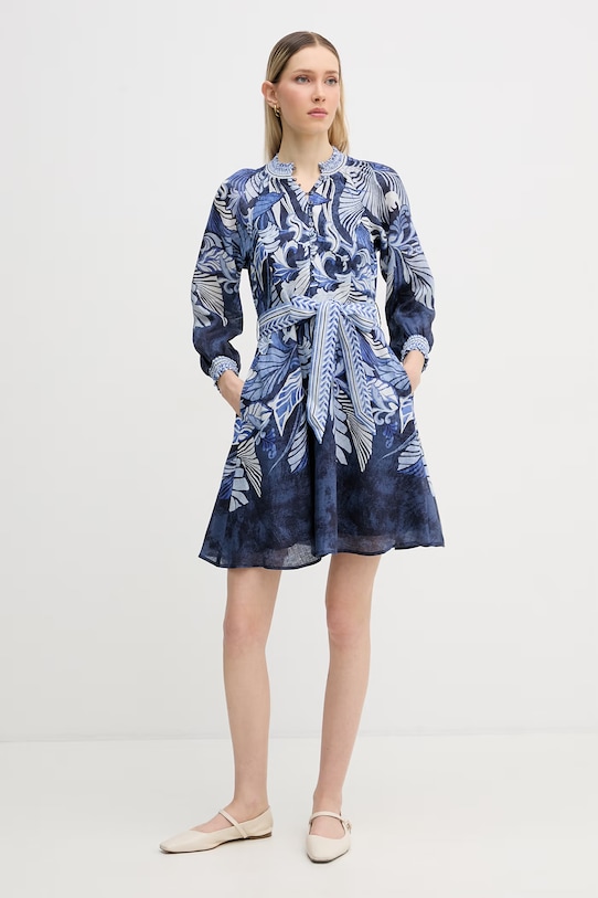 Hale Bob sukienka lniana Belize 5ZDT632A granatowy SS26