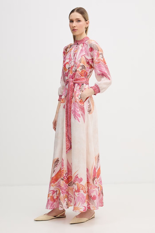 Hale Bob sukienka letnia lniana Belize 5ZDT632M różowy SS26