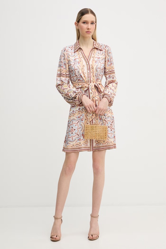 Hale Bob sukienka koszulowa z dodatkiem jedwabiu Arlo 5ZTM670A beżowy SS26