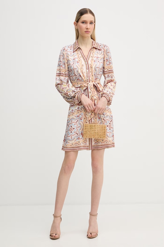 Hale Bob sukienka koszulowa z dodatkiem jedwabiu Arlo 5ZTM670A beżowy SS26