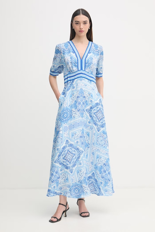 Hale Bob sukienka letnia lniana Ginevra 61MM654A niebieski SS26