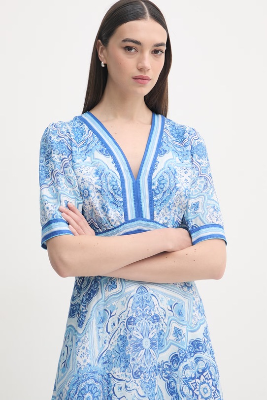 Hale Bob sukienka letnia lniana Ginevra niebieski 61MM654A