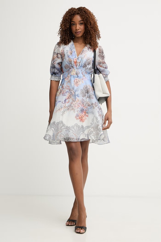 Hale Bob sukienka z jedwabiem Kaeli 62DW624A niebieski SS26