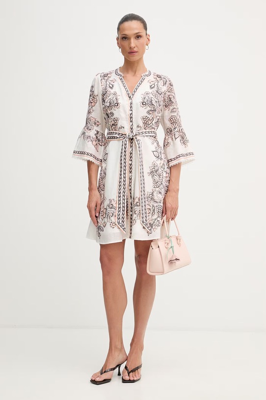 Hale Bob sukienka lniana Maxwell 62VE670A biały SS26