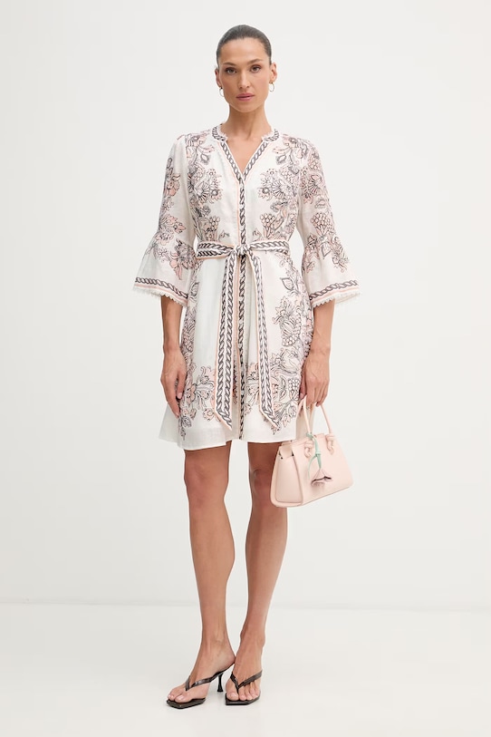 Hale Bob sukienka lniana Maxwell 62VE670A biały SS26