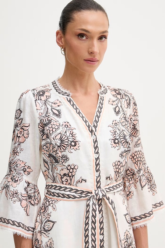 Hale Bob sukienka lniana Maxwell biały 62VE670A