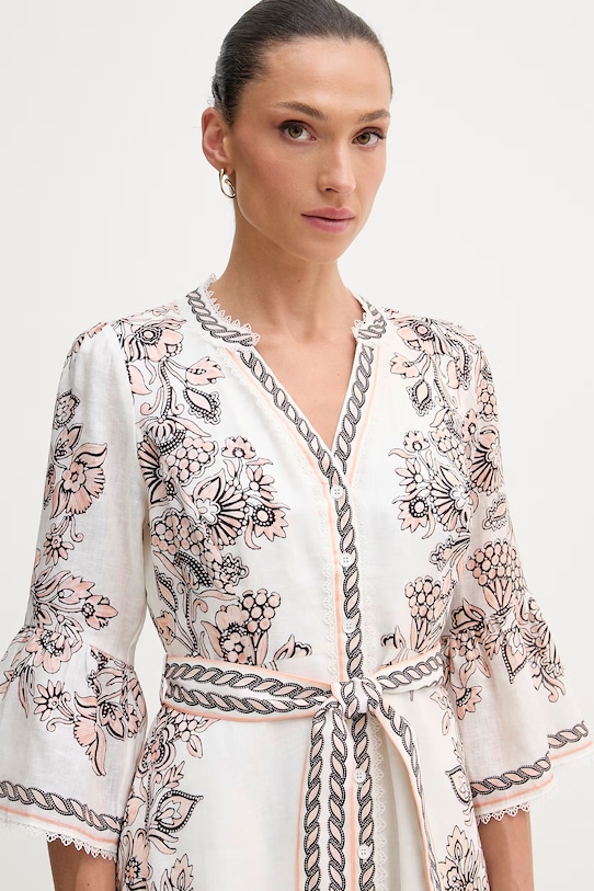 Hale Bob sukienka lniana Maxwell biały 62VE670A