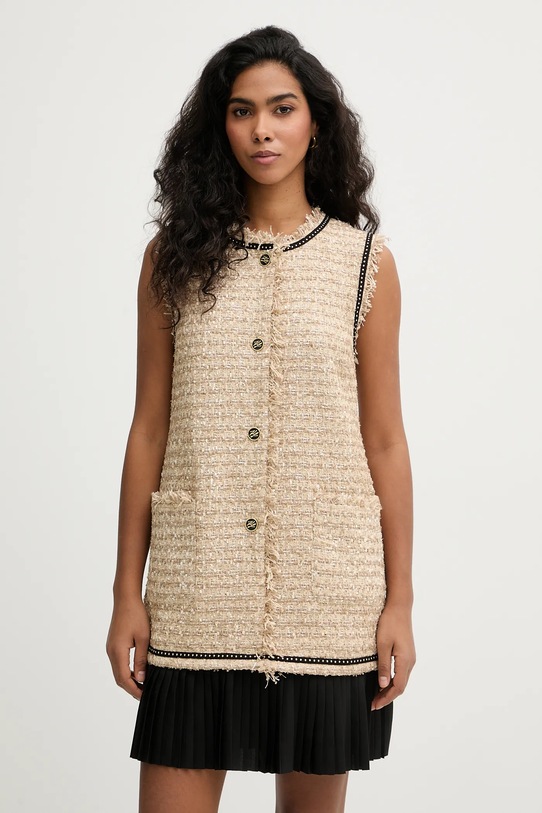 Karl Lagerfeld sukienka z domieszką wełny casual beżowy B1W13008