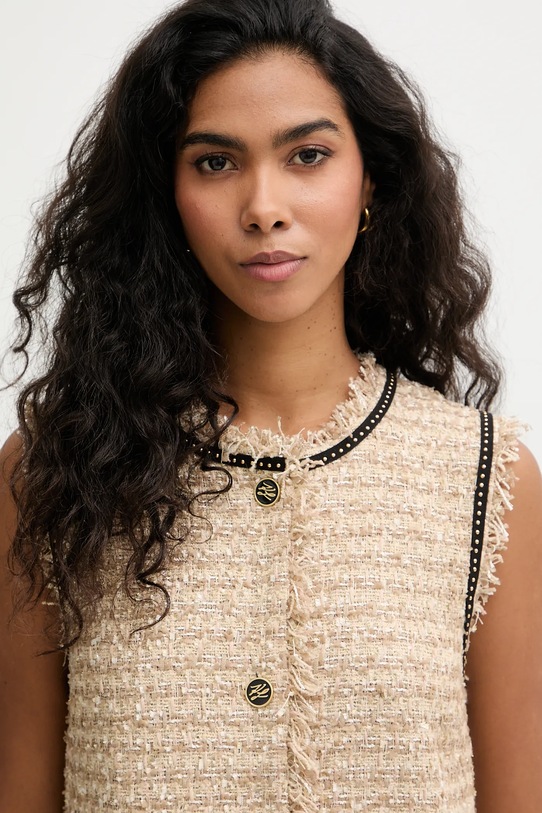 Karl Lagerfeld sukienka z domieszką wełny beżowy B1W13008