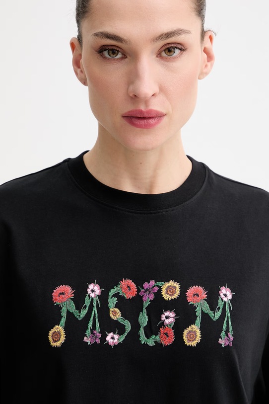 MSGM sukienka bawełniana czarny 4041MDA82N.267002