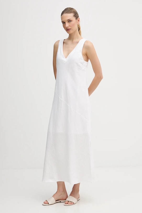 Dkny sukienka lniana P4KBCZ70 biały SS26