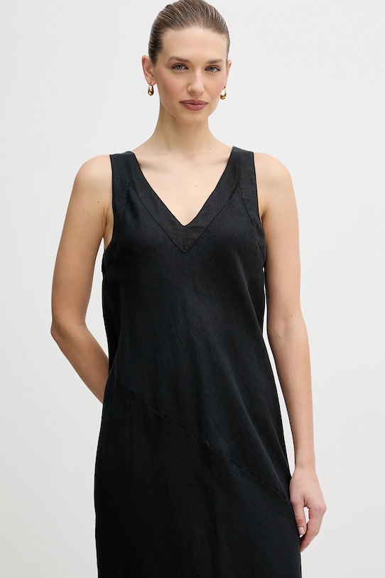 Dkny sukienka lniana czarny P4KBCZ70