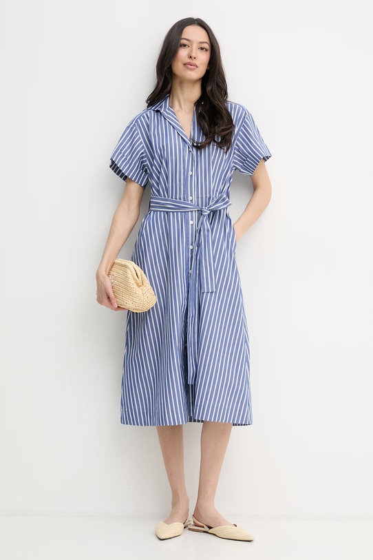 DKNY sukienka letnia bawełniana DD5A1P12 niebieski SS26