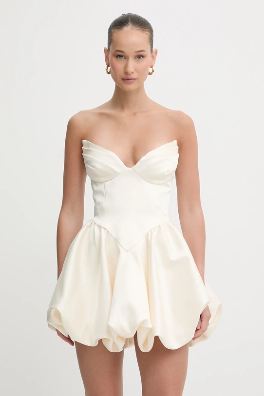 Bardot sukienka rozkloszowany beżowy 60137DB