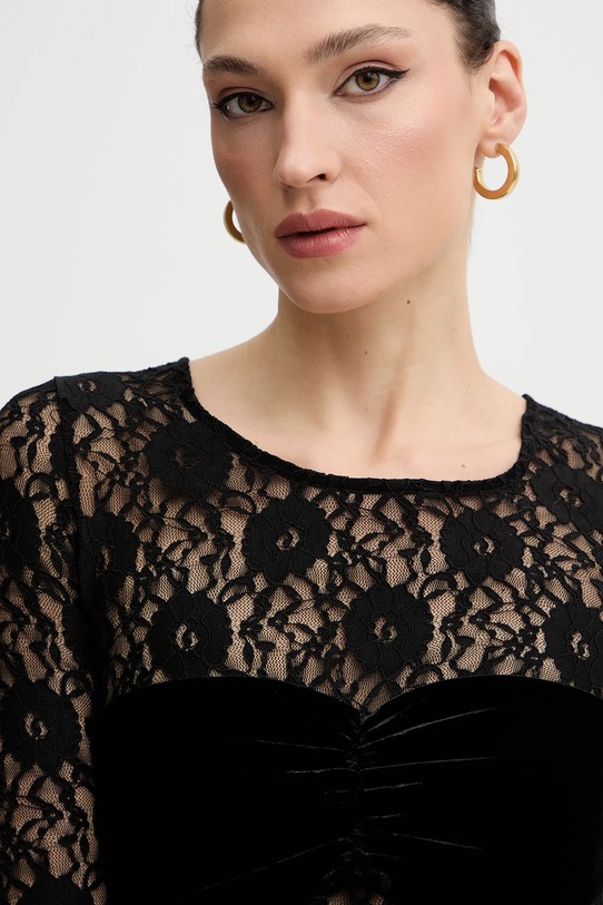 Bardot sukienka welurowa czarny 60151DB