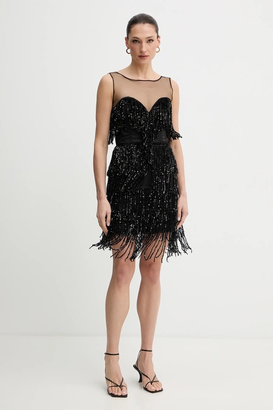 Bardot sukienka aplikacja czarny 60271DB