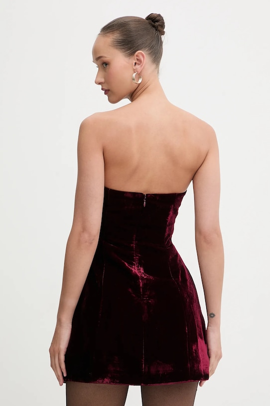 Odzież Bardot sukienka welurowa 60276DB bordowy