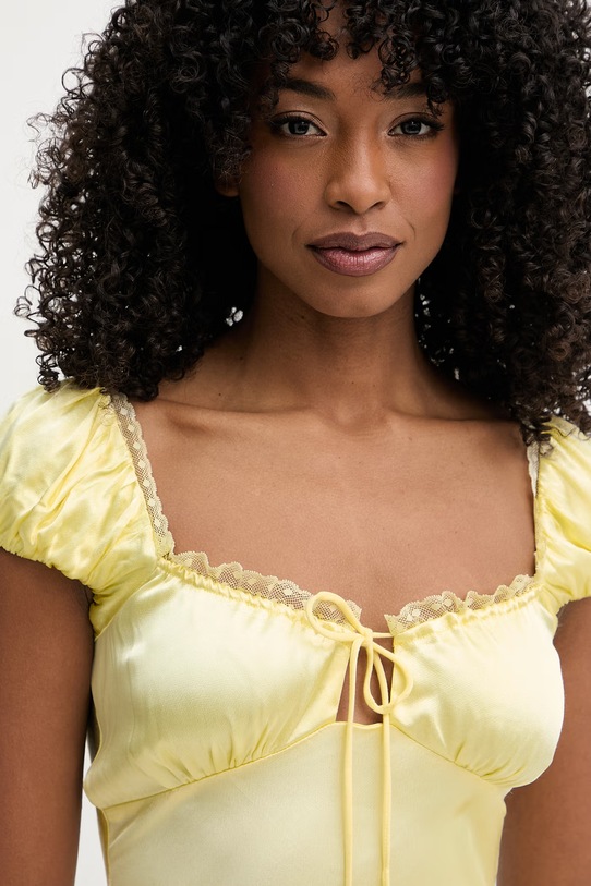 Bardot sukienka z wiskozy żółty 60241DB