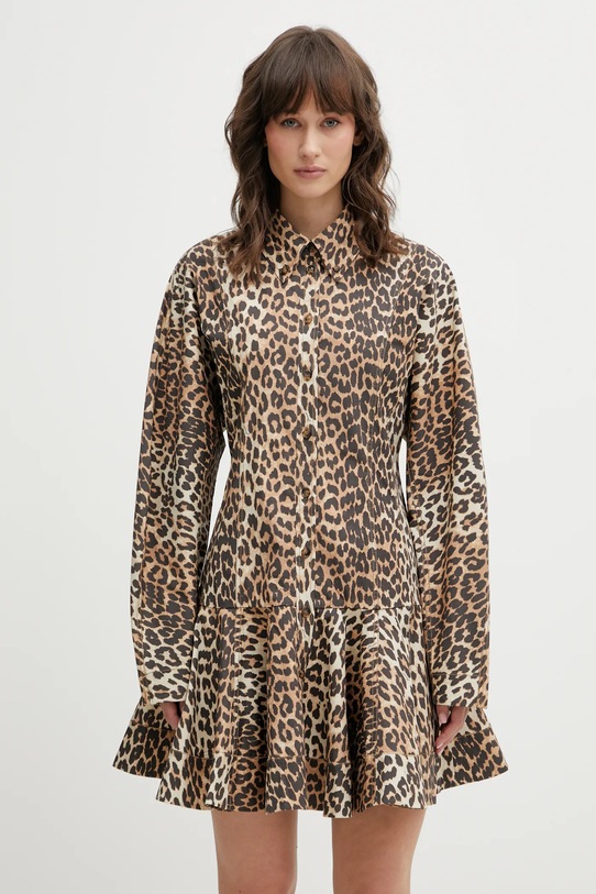 GANNI sukienka okrągły beżowy A1030184