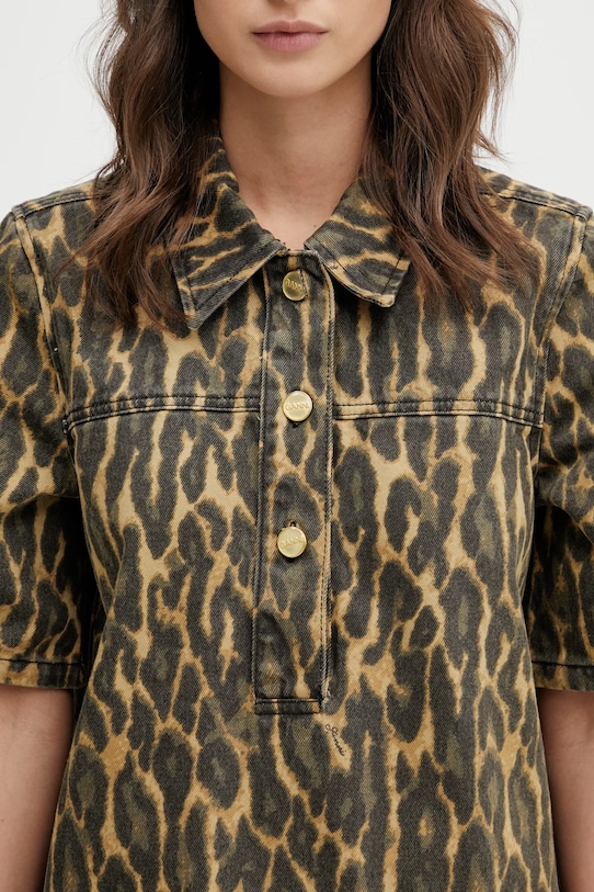 GANNI sukienka jeansowa zielony A1030096