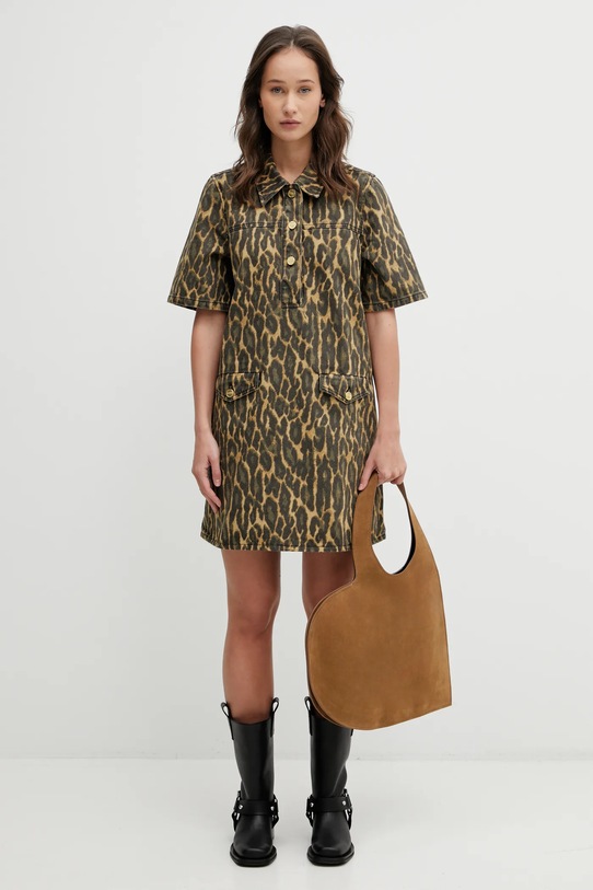 GANNI sukienka jeansowa A1030096 zielony