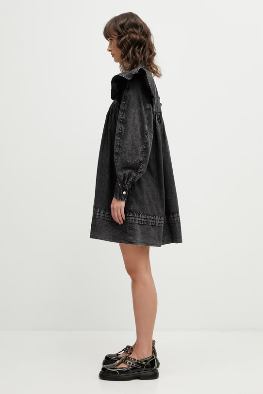 GANNI sukienka bawełniana A1030125 czarny SS26