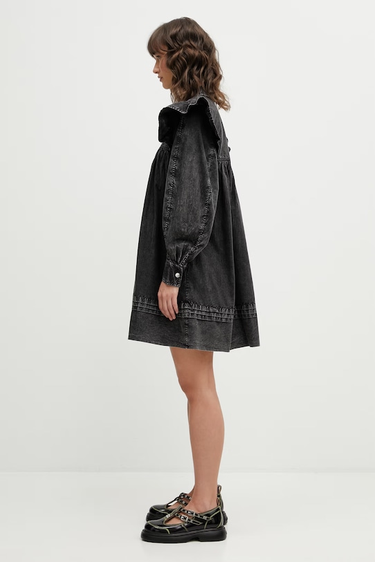 GANNI sukienka bawełniana A1030125 czarny SS26