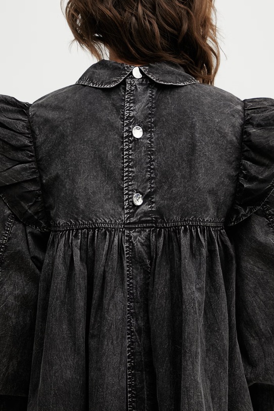 GANNI sukienka bawełniana czarny A1030125