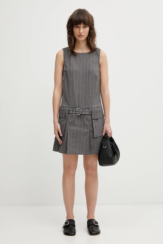 GANNI sukienka z dodatkiem wełny A1030180 A1030180 szary