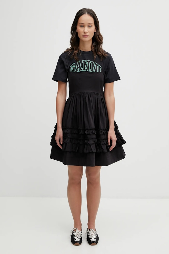 GANNI sukienka A1030207 czarny