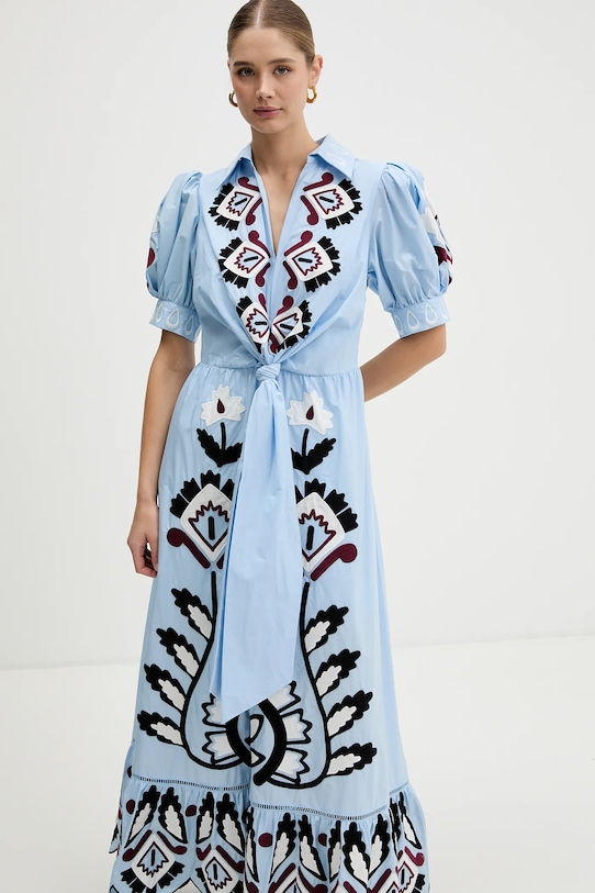 Farm Rio sukienka bawełniana niebieski 344655