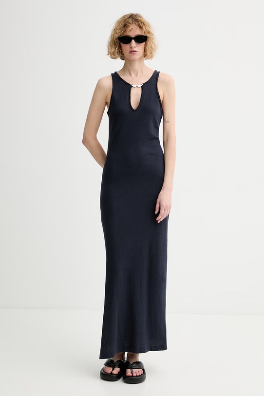 Zadig&Voltaire šaty s prímesou ľanu čierna JWDR01126