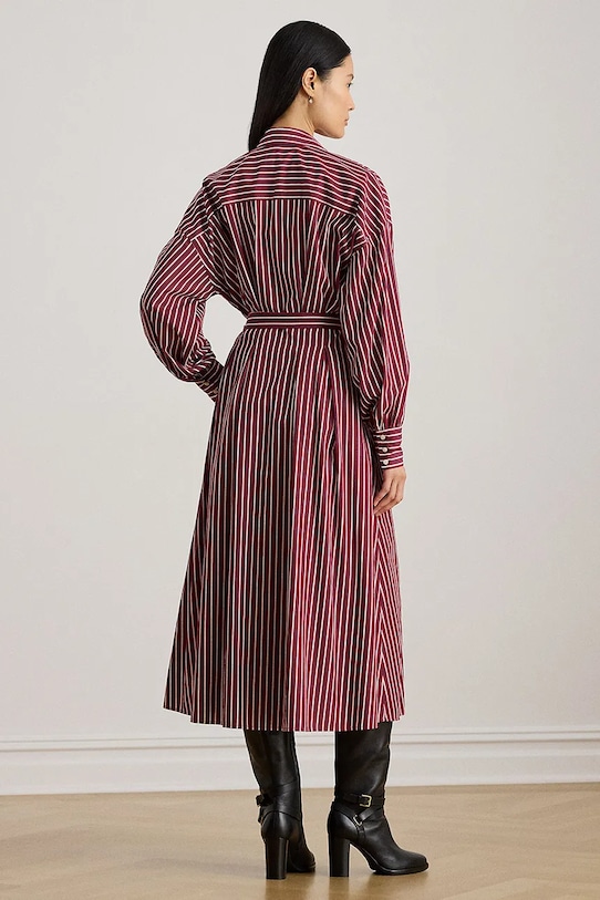 Lauren Ralph Lauren sukienka bawełniana 200P03516 bordowy SS26